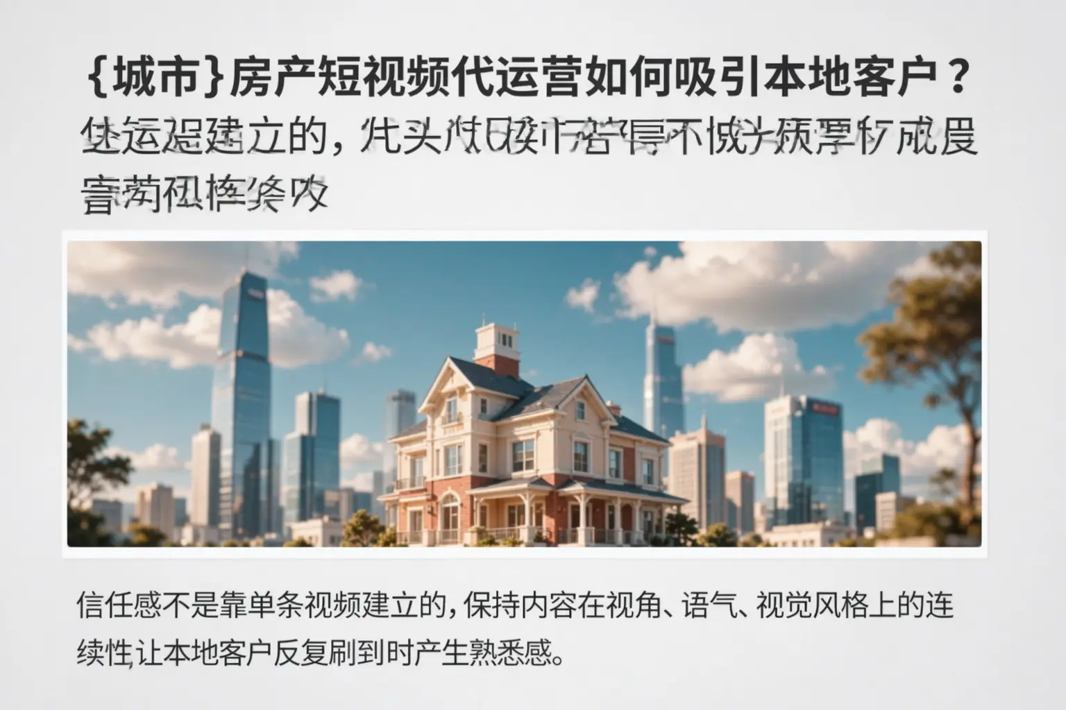 塔河房产短视频代运营如何吸引本地客户？